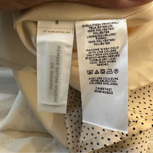 LOFT Satin Polka Dot Midi Dress Beige Black Long Sleeve Size 14 - Picture 11 of 15